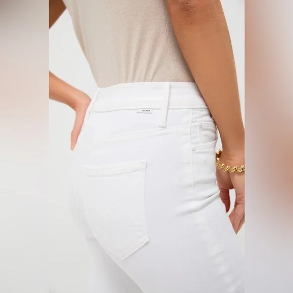 MOTHER Exclusive Fairest Of Them All The Weekender Fray Jeans Crisp White Sz 25 - Picture 2 of 7